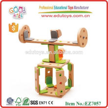 New Product Design Wooden Helicopter DIY Toys Size 30*24*6 cm OEM Intelligent DIY Construction Toys for Kids EZ7057